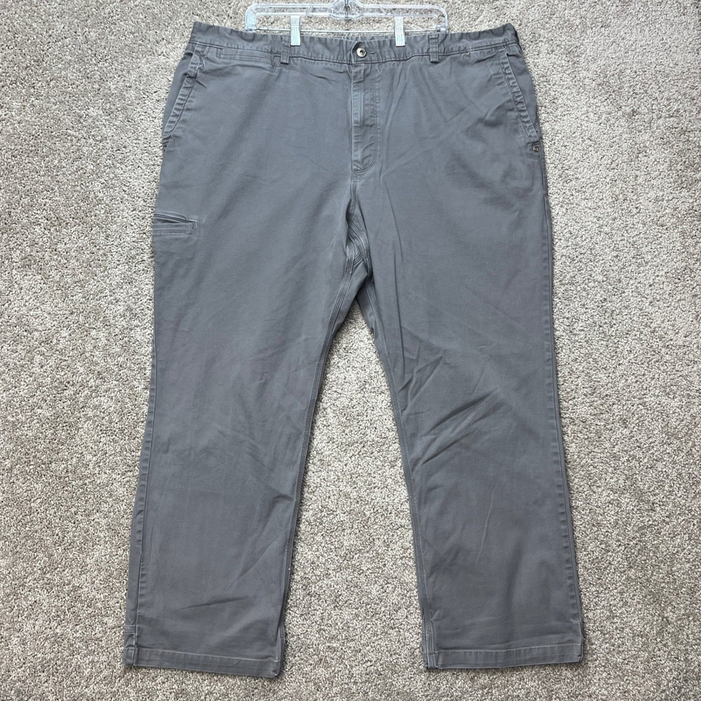 Duluth Trading Co Flex Ballroom Khakis Pants Mens 46x34 Gray Flat Front Stretch
